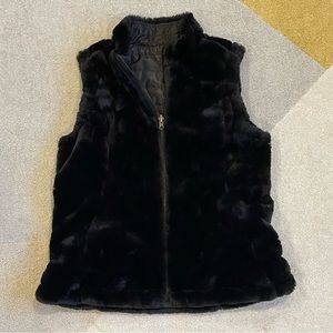 Black Faux Fur Reversible Quilted Vest